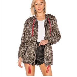 Pam & Gela Hooded Parka Leopard Windbreaker Jacket